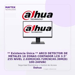 Dahua ARCO Detector de Metales 18 Zonas Contador LCD 3.5" 255 Nivel 2.03M(H)X0.72M(W)X0.39M(D) 100-240VAC