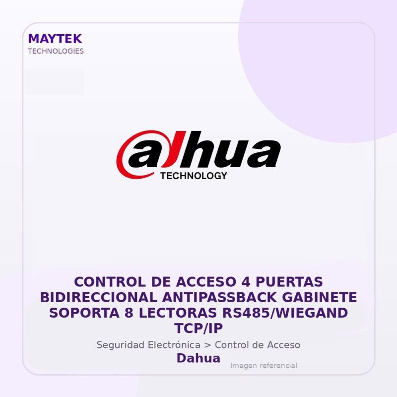 Dahua Control de Acceso 4 Puertas Bidireccional Antipassback Gabinete Soporta 8 Lectoras RS485/WIEGAND TCP/IP