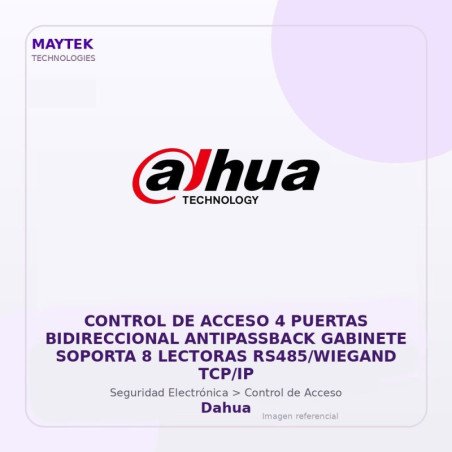 Dahua Control de Acceso 4 Puertas Bidireccional Antipassback Gabinete Soporta 8 Lectoras RS485/WIEGAND TCP/IP