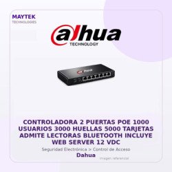 Dahua Controladora 2 Puertas POE 1000 Usuarios 3000 Huellas 5000 Tarjetas Admite Lectoras Bluetooth Incluye WEB Server 12 VDC