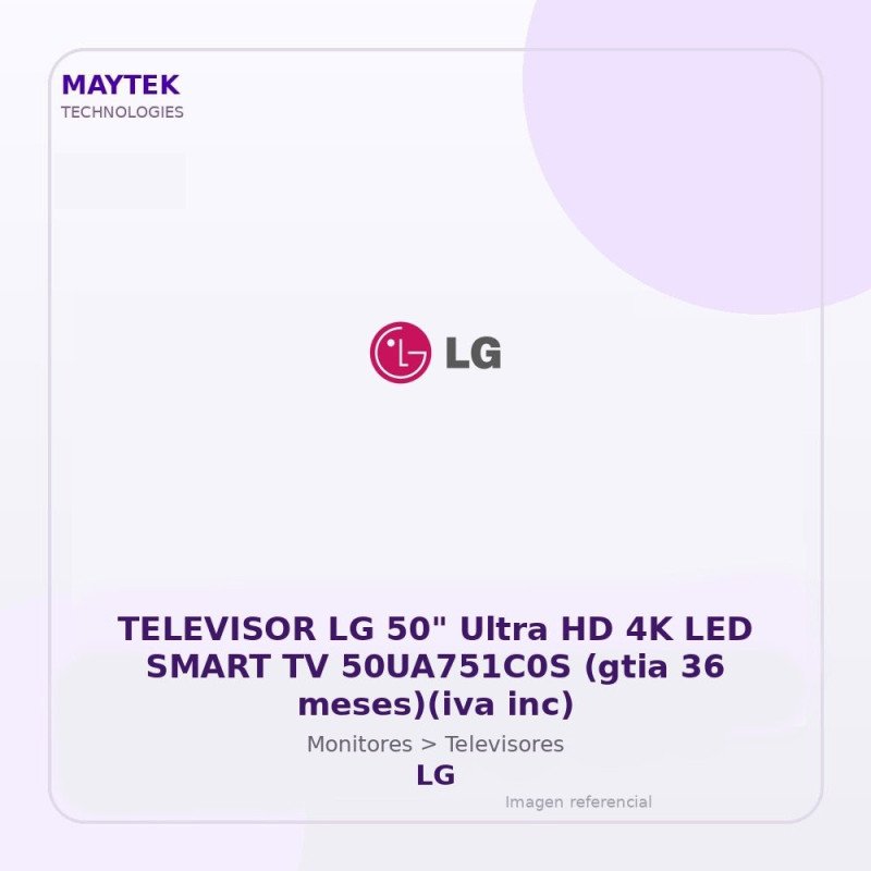 LG Televisor Lg 50" Ultra Hd 4K LED Smart TV 50ua751c0s