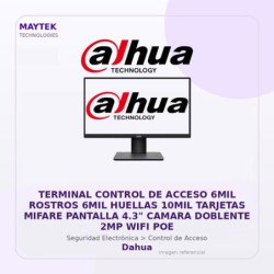 Dahua Terminal Control de Acceso Exterior con Reconocimiento 6MIL Rostros, 6MIL Huellas y 10MIL Tarjetas Pantalla 4.3" Camara