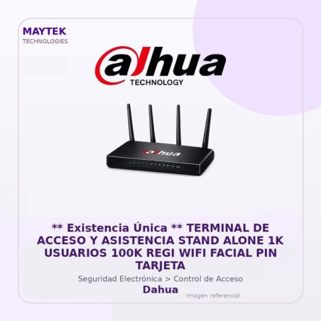 Dahua Terminal de Acceso y Asistencia Stand Alone 1K Usuarios 100K REGI WIFI Facial PIN Tarjeta