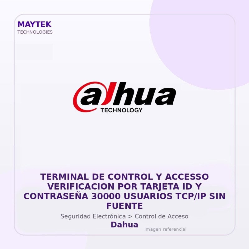 Dahua Terminal de Control y Accesso Verificacion por Tarjeta ID y Contraseña 30000 Usuarios TCP/IP SIN Fuente