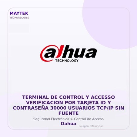 Dahua Terminal de Control y Accesso Verificacion por Tarjeta ID y Contraseña 30000 Usuarios TCP/IP SIN Fuente
