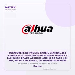 Dahua Torniquete de Pasillo Carril Central 304 Stainless 4 Detectores IR Alarma Sonora y Luminosa Brazo Acrilico Ancho de PASO
