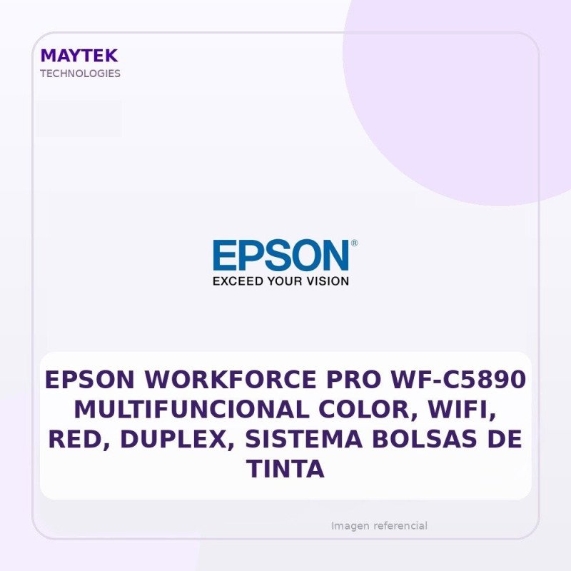 Epson Workforce Pro Wf-c5890 Multifuncional Color, Wifi, Red, Duplex, Sistema Bolsas De Tinta