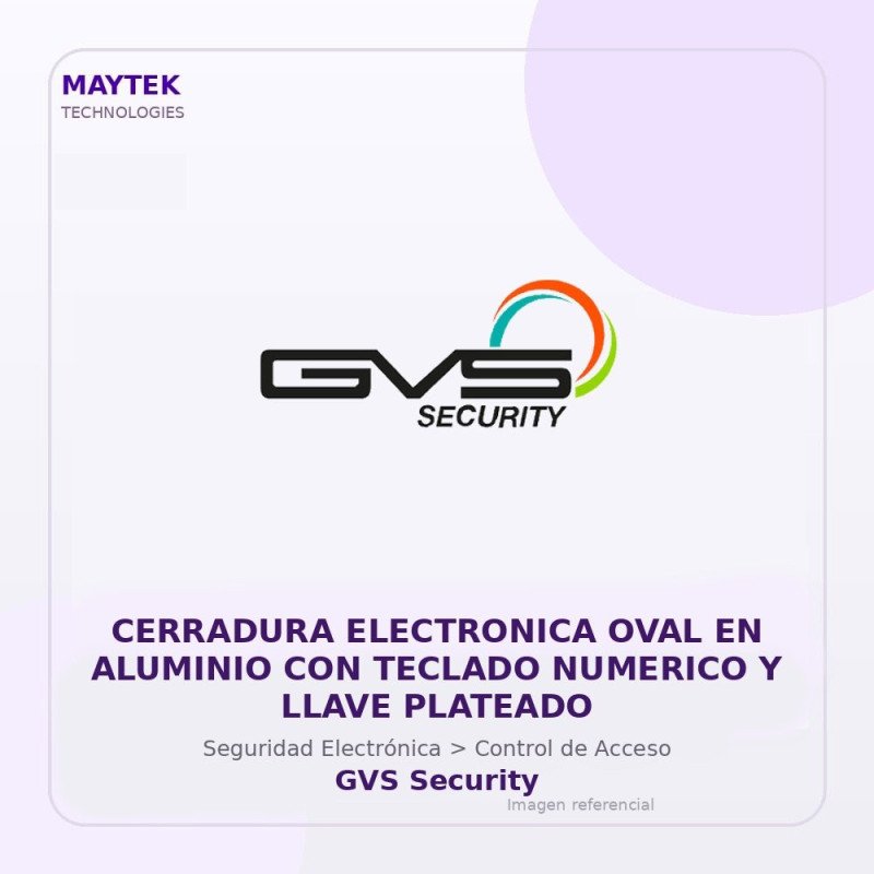 Cerradura Electronica OVAL en Aluminio con Teclado Numerico y Llave Plateado