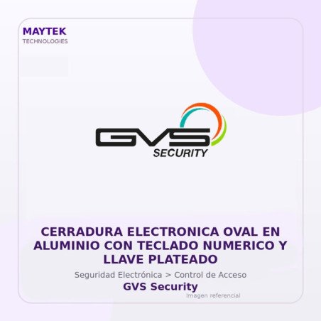 Cerradura Electronica OVAL en Aluminio con Teclado Numerico y Llave Plateado