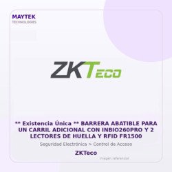 ZKTeco Barrera Abatible para UN Carril Adicional con INBIO260PRO y 2 Lectores de Huella y RFID FR1500
