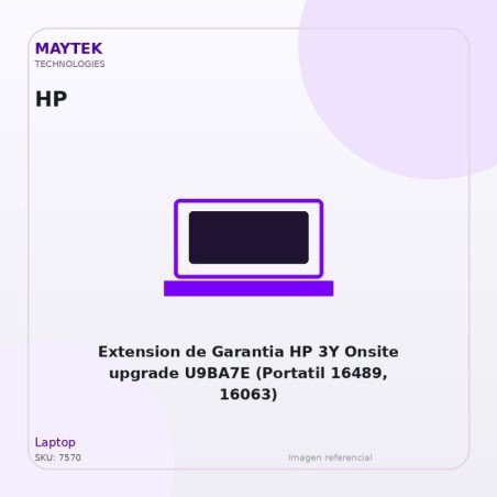Extension de Garantia HP 3Y Onsite upgrade U9BA7E (Portatil 16489, 16063)