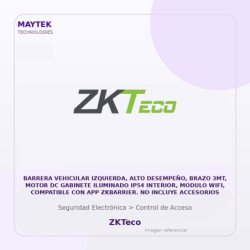 ZKTeco Barrera Vehicular Izquierda, ALTO Desempeño, Brazo 3MT, Motor DC Gabinete Iluminado IP54 Interior, Modulo WIFI