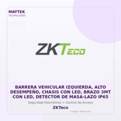 ZKTeco Barrera Vehicular Izquierda, ALTO Desempeño, Chasis con LED, Brazo 3MT con LED, Detector de MASA-LAZO IP65