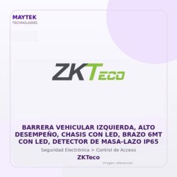 ZKTeco Barrera Vehicular Izquierda, ALTO Desempeño, Chasis con LED, Brazo 6MT con LED, Detector de MASA-LAZO IP65