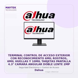 Dahua Terminal Control De Acceso Exterior Con Reconocimiento 6Mil Rostros, 6Mil Huellas Y 10Mil Tarjetas Pantalla 4.3" Camara A