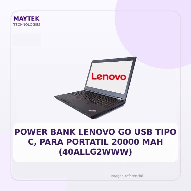Lenovo Power Bank Lenovo Go USB Tipo C, Para Portatil 20000 Mah (40allg2www)