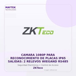 ZKTeco Camara 1080P para Reconocimiento de Placas IP65 Salidas: 2 Relevos Wiegand RS485