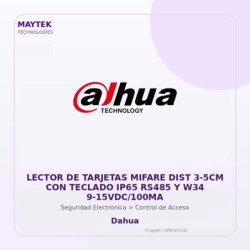 Dahua Lector De Tarjetas Mifare Dist 3-5Cm Con Teclado Ip65 Rs485 Y W34 9-15Vdc/100Ma