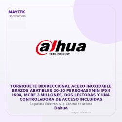 Dahua Torniquete Bidireccional Acero Inoxidable Brazos Abatibles 20-30 Personasxmin Ipx4 Ik08, Mcbf 3 Millones, Dos Lectoras Y