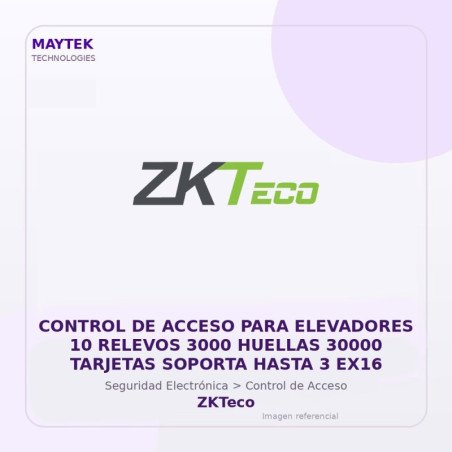 ZKTeco Control de Acceso para Elevadores 10 Relevos 3000 Huellas 30000 Tarjetas Soporta Hasta 3 EX16