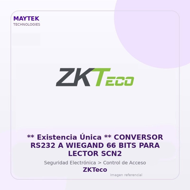 ZKTeco Conversor RS232 a Wiegand 66 BITS para Lector SCN2