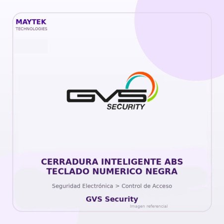 Gvs Security Cerradura Inteligente Abs Teclado Numerico Negra