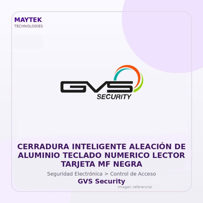 Gvs Security Cerradura Inteligente Aleación De Aluminio Teclado Numerico Lector Tarjeta Mf Negra