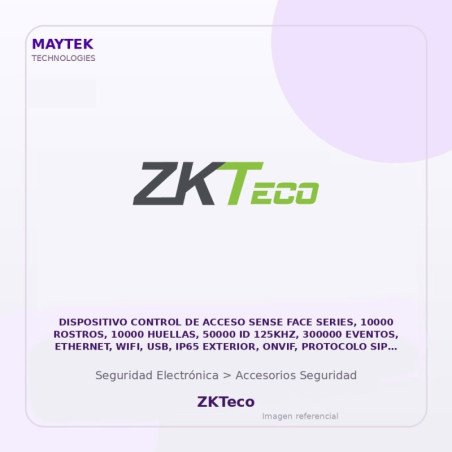 ZKTeco Dispositivo Control de Acceso Sense FACE Series, 10000 Rostros, 10000 Huellas, 50000 ID 125KHZ, 300000 Eventos, Ethernet