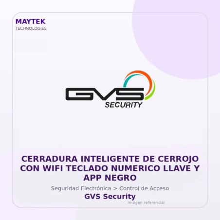 Gvs Security Cerradura Inteligente De Cerrojo Con WiFi Teclado Numerico Llave Y App Negro