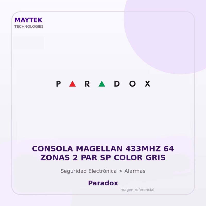 Paradox Consola Magellan 433Mhz 64 Zonas 2 Par Sp Color Gris