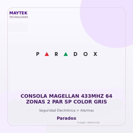 Paradox Consola Magellan 433Mhz 64 Zonas 2 Par Sp Color Gris