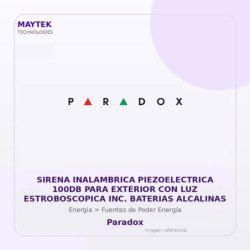 Paradox Sirena Inalambrica Piezoelectrica 100Db Para Exterior Con Luz Estroboscopica Inc. Baterias Alcalinas