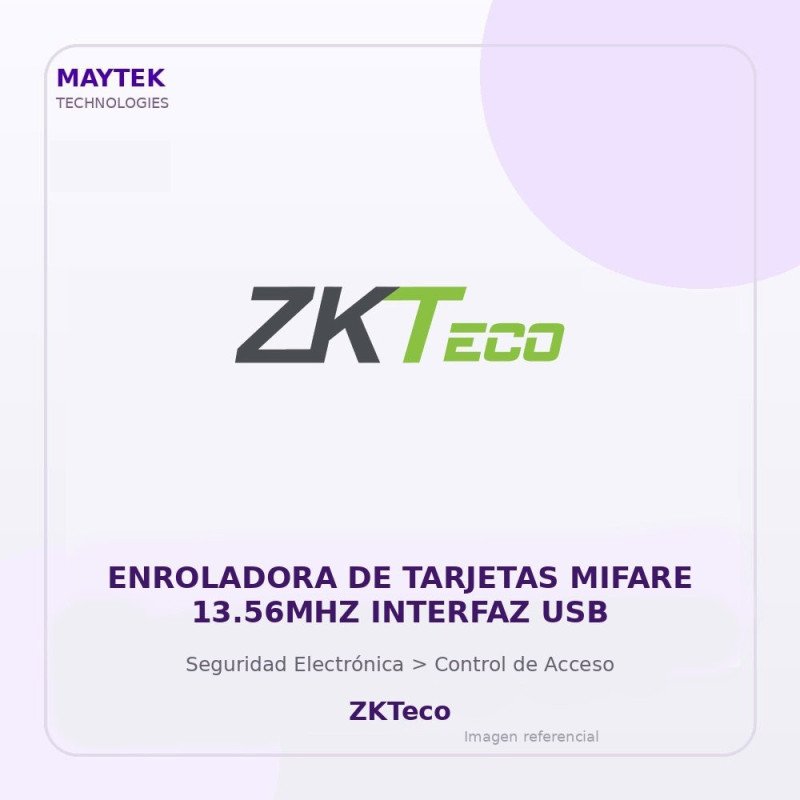 ZKTeco Enroladora de Tarjetas Mifare 13.56MHZ Interfaz USB