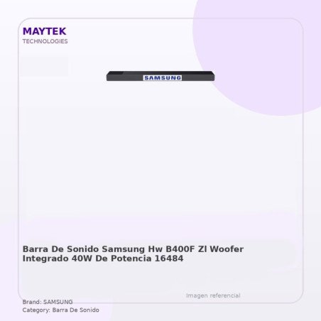 Samsung Barra De Sonido Samsung Hw-b400f/zl Woofer Integrado, 40W De Potencia