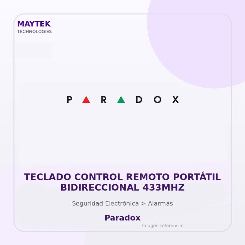 Paradox Teclado Control Remoto Portátil Bidireccional 433Mhz