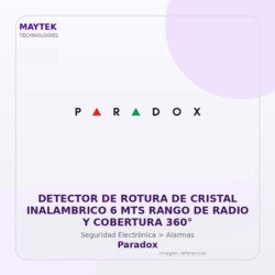 Paradox Detector De Rotura De Cristal Inalambrico 6 Mts Rango De Radio Y Cobertura 360°