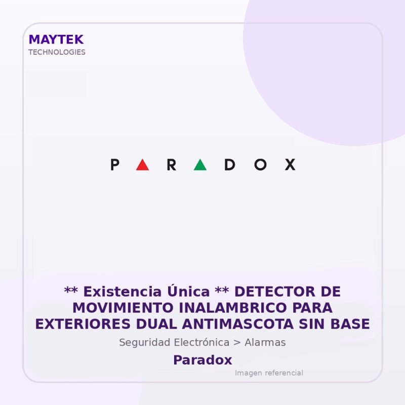 Paradox ** Existencia Única ** Detector De Movimiento Inalambrico Para Exteriores Dual Antimascota Sin Base