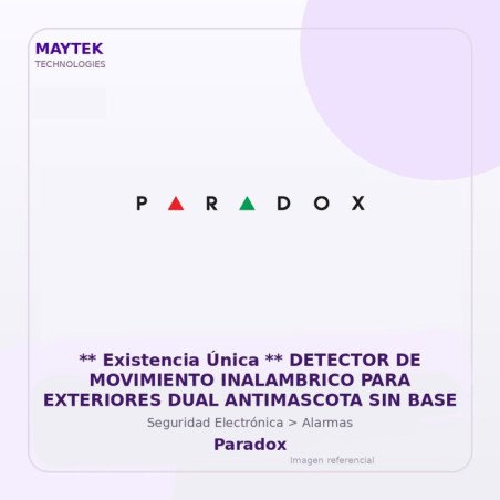 Paradox ** Existencia Única ** Detector De Movimiento Inalambrico Para Exteriores Dual Antimascota Sin Base