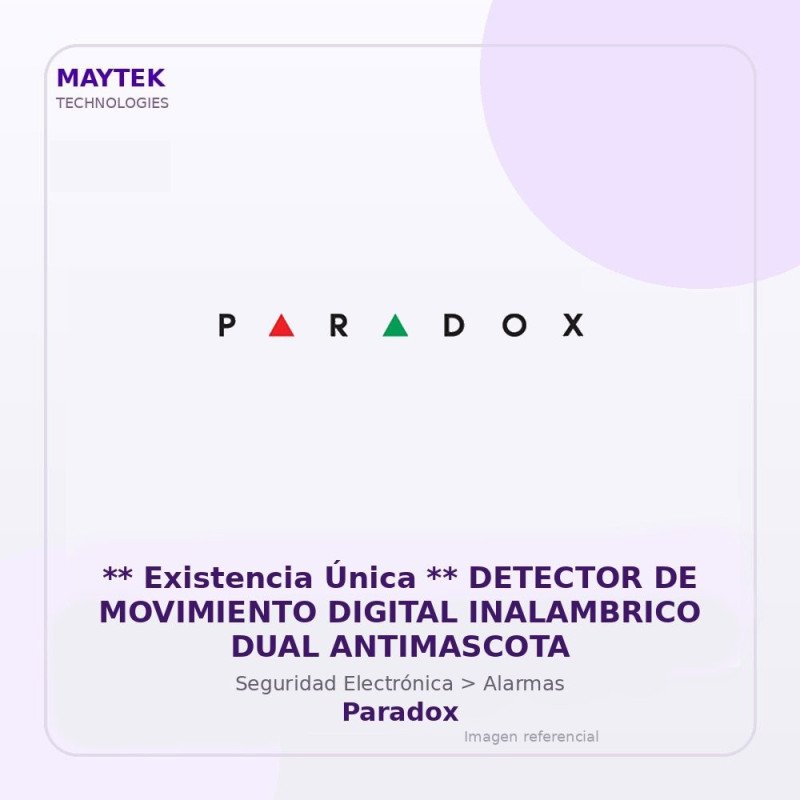 Paradox ** Existencia Única ** Detector De Movimiento Digital Inalambrico Dual Antimascota