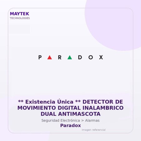 Paradox ** Existencia Única ** Detector De Movimiento Digital Inalambrico Dual Antimascota