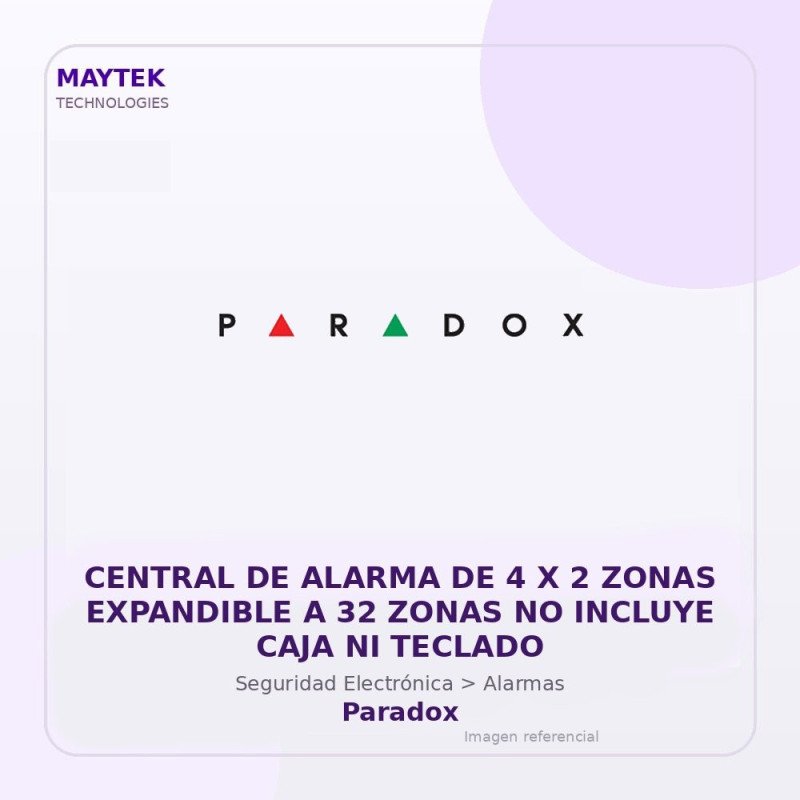 Paradox Central De Alarma De 4 X 2 Zonas Expandible A 32 Zonas No Incluye Caja Ni Teclado