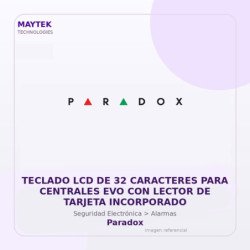 Paradox Teclado Lcd De 32 Caracteres Para Centrales Evo Con Lector De Tarjeta Incorporado