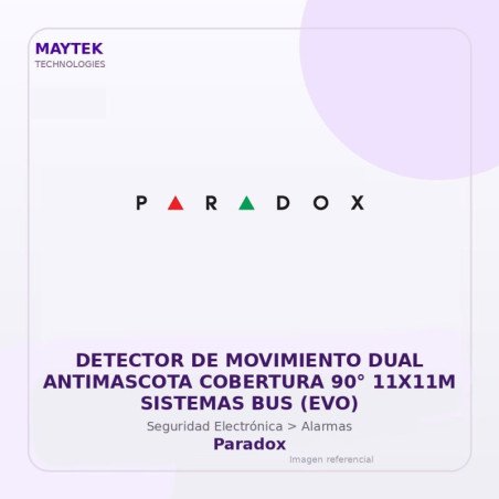 Paradox Detector De Movimiento Dual Antimascota Cobertura 90° 11X11M Sistemas Bus (Evo)