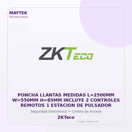 ZKTeco Poncha Llantas Medidas L=2500MM W=550MM H=85MM Incluye 2 Controles Remotos 1 Estacion de Pulsador