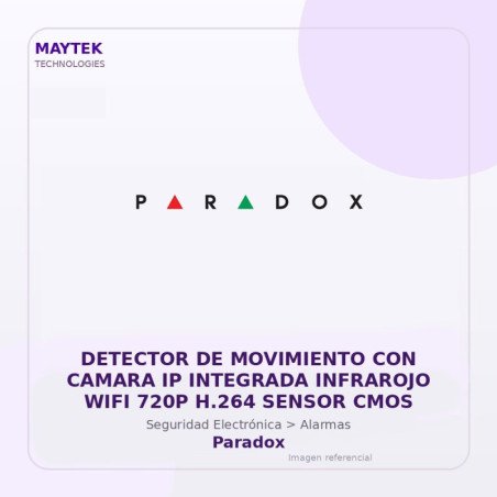 Paradox Detector De Movimiento Con Camara Ip Integrada Infrarojo WiFi 720P H.264 Sensor Cmos