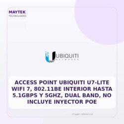 Ubiquiti Access Point Ubiquiti U7-lite WIFI 7, 802.11be Interior Hasta 5.1gbps Y 5ghz, Dual Band, No Incluye Inyector POE