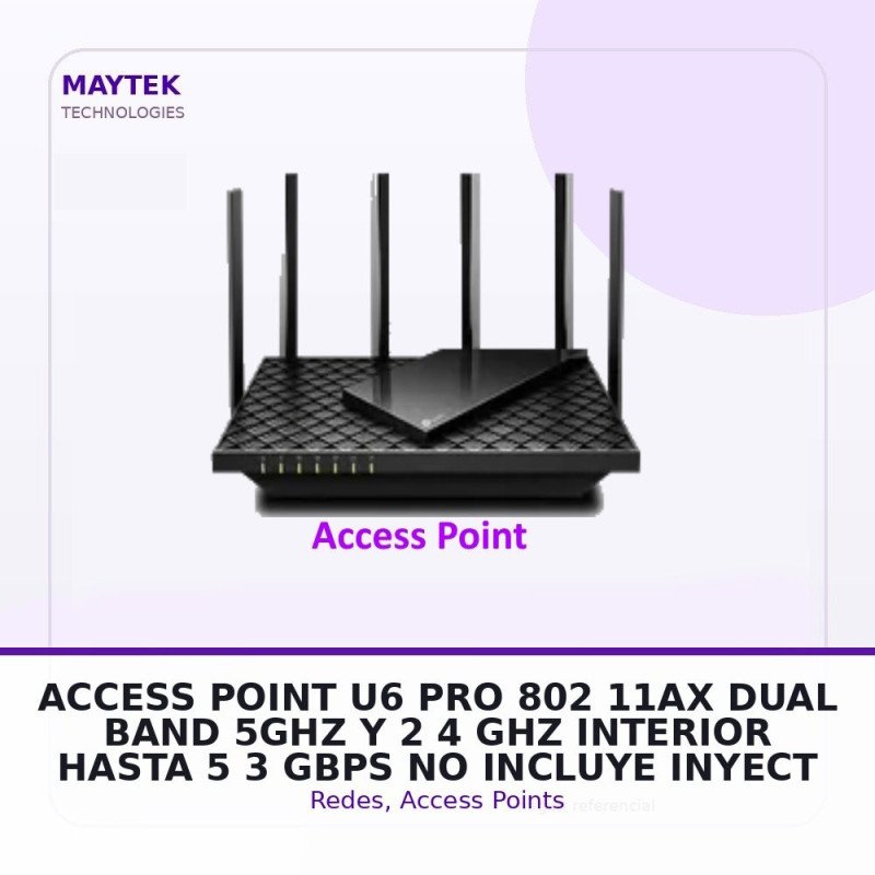 Access Point U6-pro 802.11ax, Dual Band, 5GHZ Y 2.4 GHZ, Interior Hasta 5.3 Gbps No Incluye Inyector POE