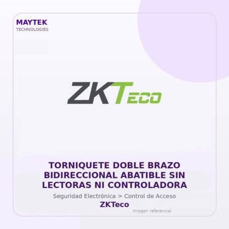 ZKTeco Torniquete Doble Brazo Bidireccional Abatible SIN Lectoras NI Controladora