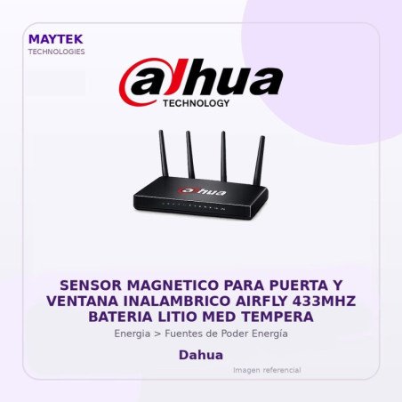 Dahua Sensor Magnetico Para Puerta Y Ventana Inalambrico Airfly 433Mhz Bateria Litio Med Tempera