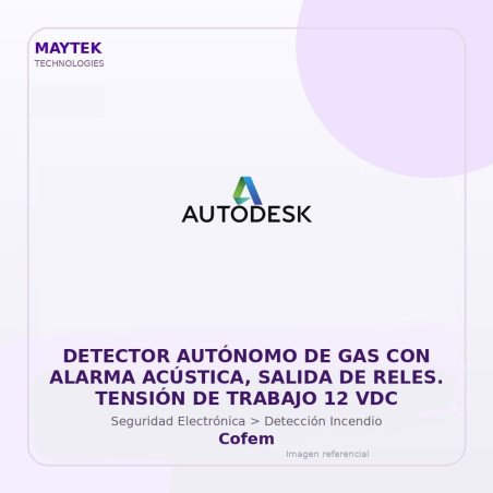 Cofem Detector Autónomo de GAS con Alarma Acústica, Salida de Reles. Tensión de Trabajo 12 VDC